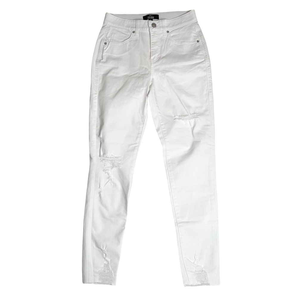 LuLaRoe Distressed Skinny High Rise‎ Ripped White Womens 26